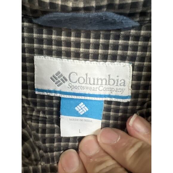 EUC Columbia Shirt Men L Gray Black Check Long Sleeve Fishing Hiking Outdoors - Picture 3 of 6